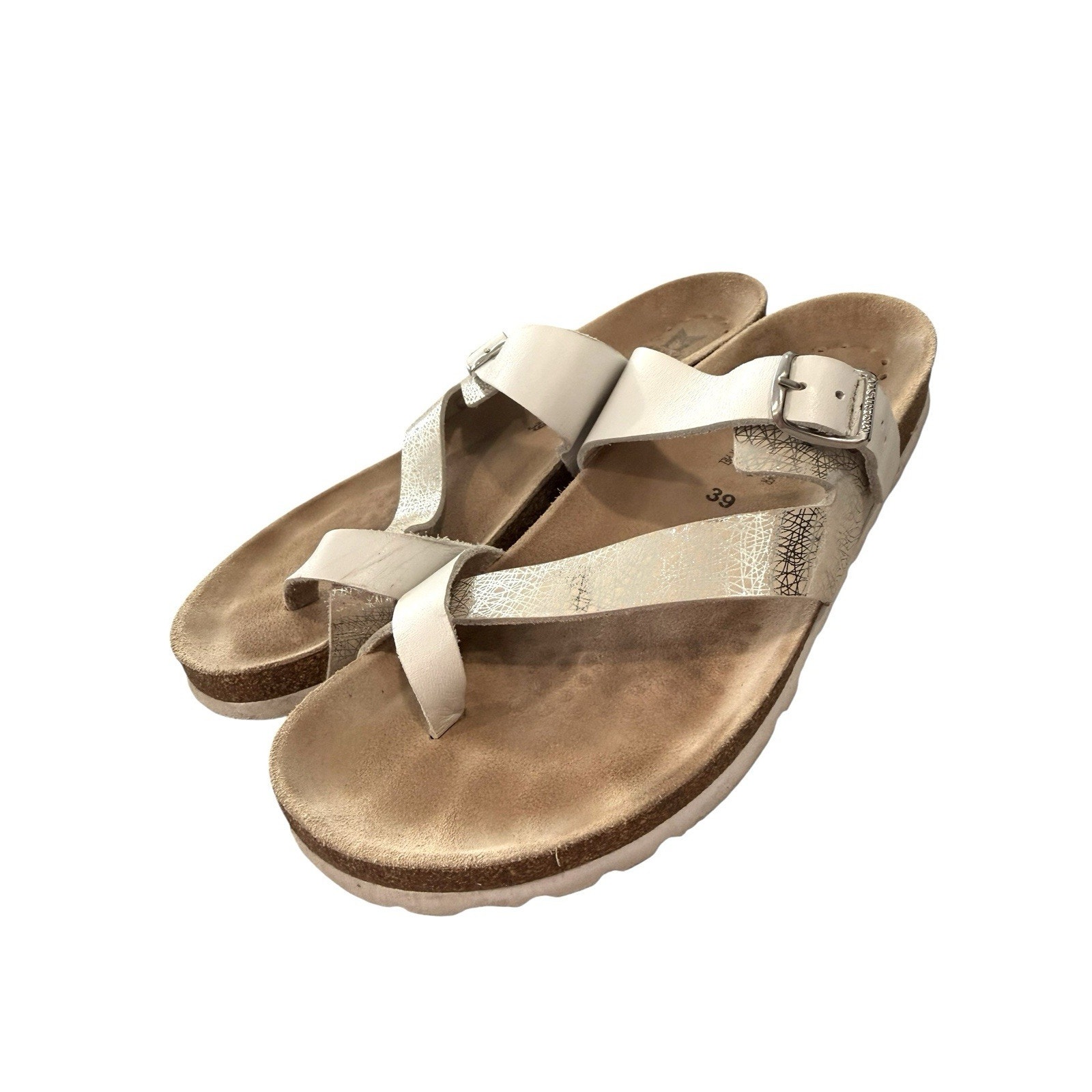 Mephisto Nalia White Silver Women's Comfort Sandal Size 9 (39 Eur)
